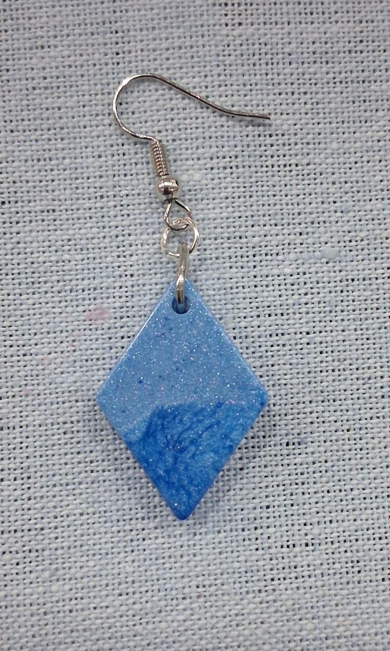 Blue glitter diamond resin earring