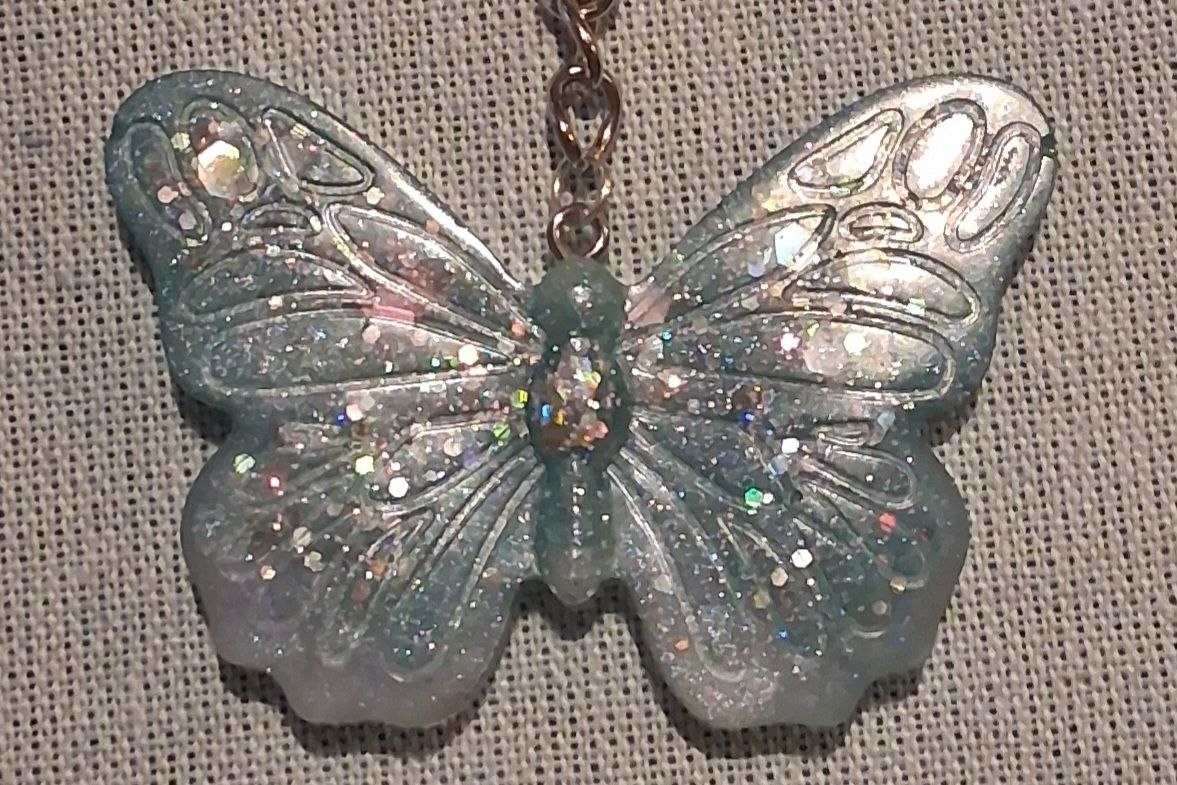 Butterfly resin keychain charm