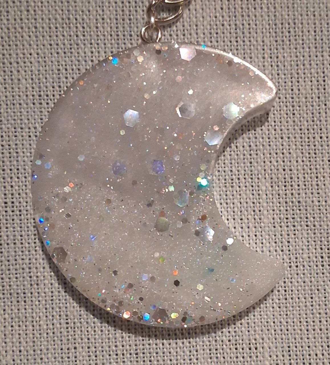 Moon resin keychain charm