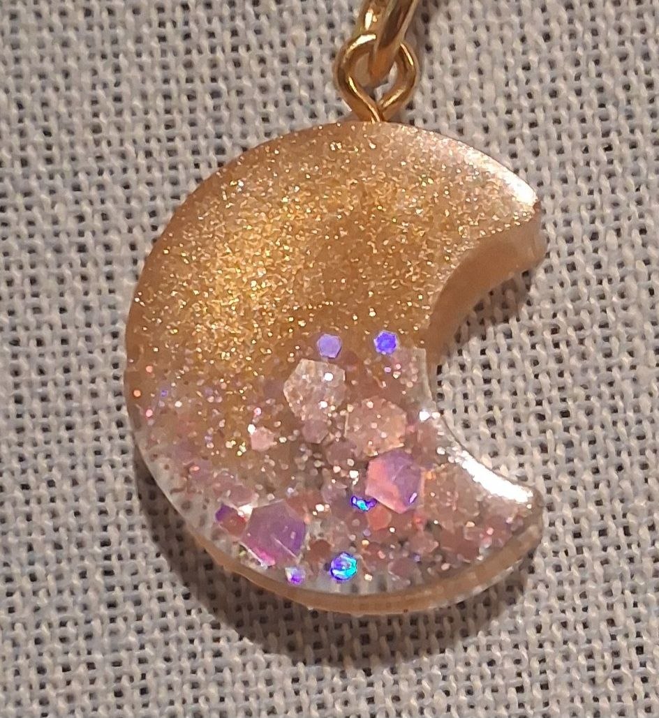 Crescent mini resin keychain charm